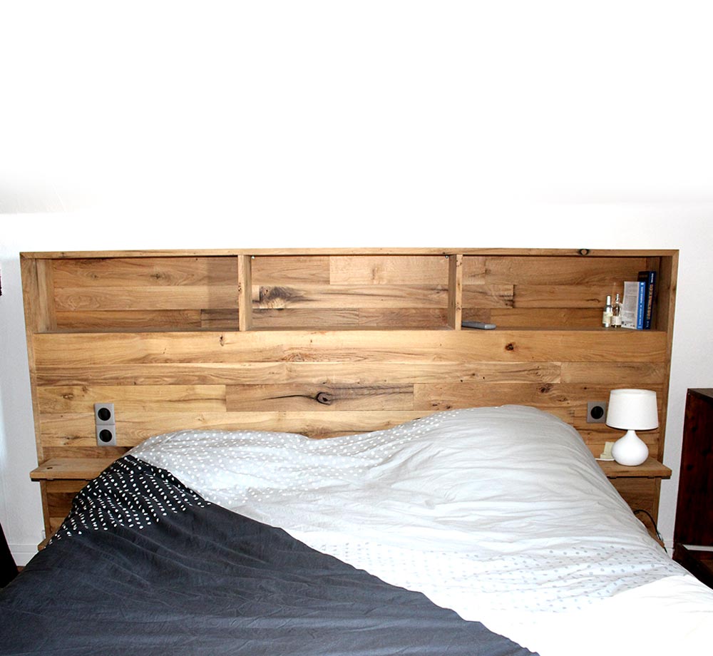 Encadrement de lit sur mesure en bois clair